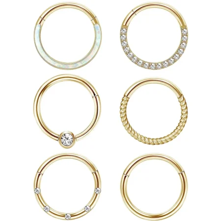 Drperfect 1pc Surgical Steel Nose Hoop Ring for Women Man Septum Ring Clicker Conch Helix Cartilage Earrings Piercing jewelry