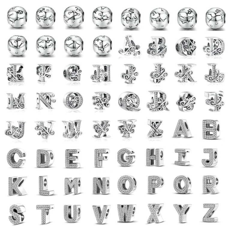 Hot New 925 Silver Plated Alphabet Letter A B C Z Round Zodiac Bead Fit Original Bracelet Charms Pendant Women Jewelry Making