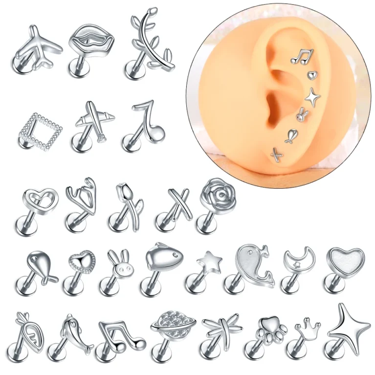 1pc Stainless Steel Star Flower Heart Labret Piercing Stud Earring for Women Tragus Helix Cartilage Stud Piercing Body Jewelry