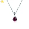 Natural Rhodolite Garnet 925 Sterling Silver Pendant 0.6 Carats Round 5mm Genuine Gemstone Women Simple Style Fine Jewelry
