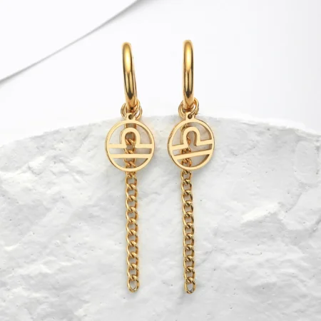 Unift Pisces Aries Taurus Constellation Stainless Steel Earrings for Women Zodiac signs Hoop Earrings Lucky Jewelry Ear Piercing