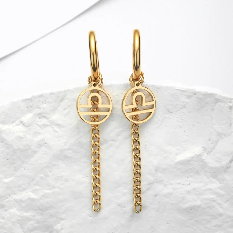 Unift Pisces Aries Taurus Constellation Stainless Steel Earrings for Women Zodiac signs Hoop Earrings Lucky Jewelry Ear Piercing