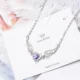925 Sterling Silver Women Chain On The Neck Collarbone Necklace For Women Angel Wing Purple Zircon Pendant Chain Girl Jewelry