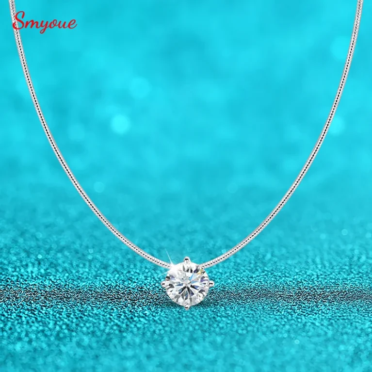 Smyoue 0.5-2CT D Color Certified Moissanite Necklace for Women Sparkling Lab Diamond 100% 925 Sterling Silver Pendants Wholesale