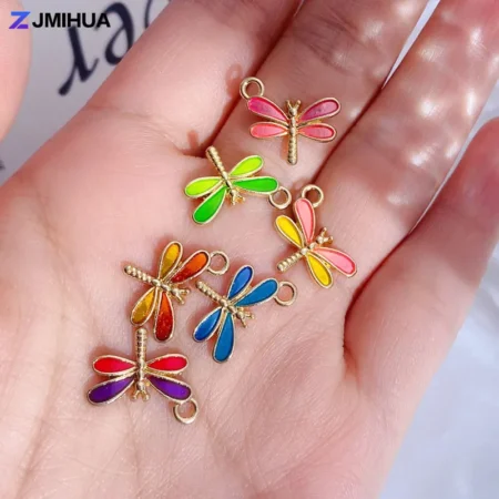 15PCS Enamel Colorful Dragonfly Charms Pendant Supplies For DIY Handmade Earrings Bracelets Jewelry Making Findings Accessories