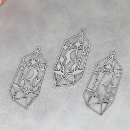3pcs/Lot Stainless Steel Geometric Crystal Moon Stars Pendant Accessories For Fashion Jewelry Making DIY Handmade Craft