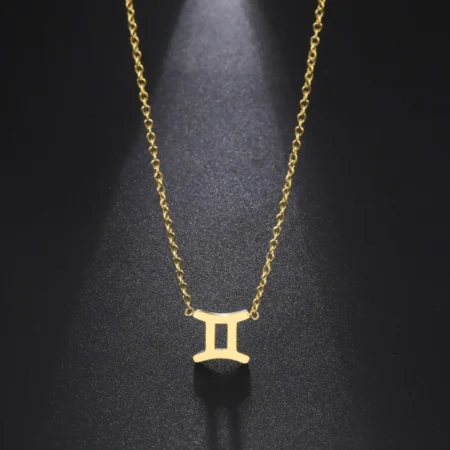 Amaxer Stainless Steel Zodiac Necklaces 12 Constellation Necklace CZ Astrology Aries Gemini Virgo Birthday Gifts For Women Girl