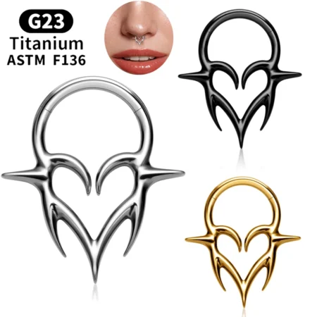 New G23 Titanium Gold 16G Hinged Segment Septum Piercing Nose Ring Hoop Cartilage Tragus Daith Clicker Earrings Body Jewelry