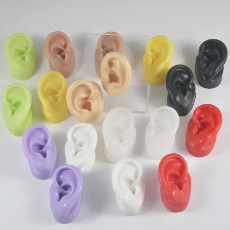 Soft Silicone Ear Model Tattoo Practice Body Jewelry Display Piercing Tools Earring Display Tool Acrylic Display Stand Kit