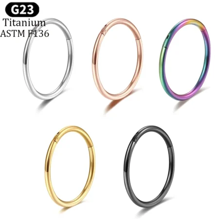 G23 Titanium Nose Rings Hoop 20G 18G 16G 14G Diameter Helix Conch Cartilage Piercing Jewelry Segment Lip Ear Ring For Women Men