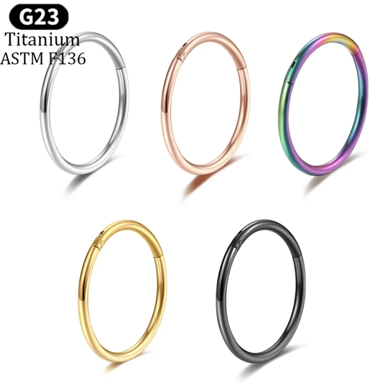 G23 Titanium Nose Rings Hoop 20G 18G 16G 14G Diameter Helix Conch Cartilage Piercing Jewelry Segment Lip Ear Ring For Women Men