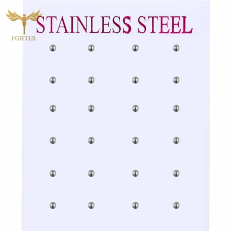 12 Pair 2-8mm Stainless Steel Solid Ball Earrings Set Women Men Fashion Jewelry Ear Lobe Piercing Stud Accessory Cheap Wholesale