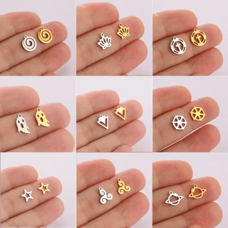 10pcs/ Lot Wholesale Stainless Steel Charms For Jewelry Making Tiny Pendants Bulk Accessories Necklaces Earrings DIY Supplies