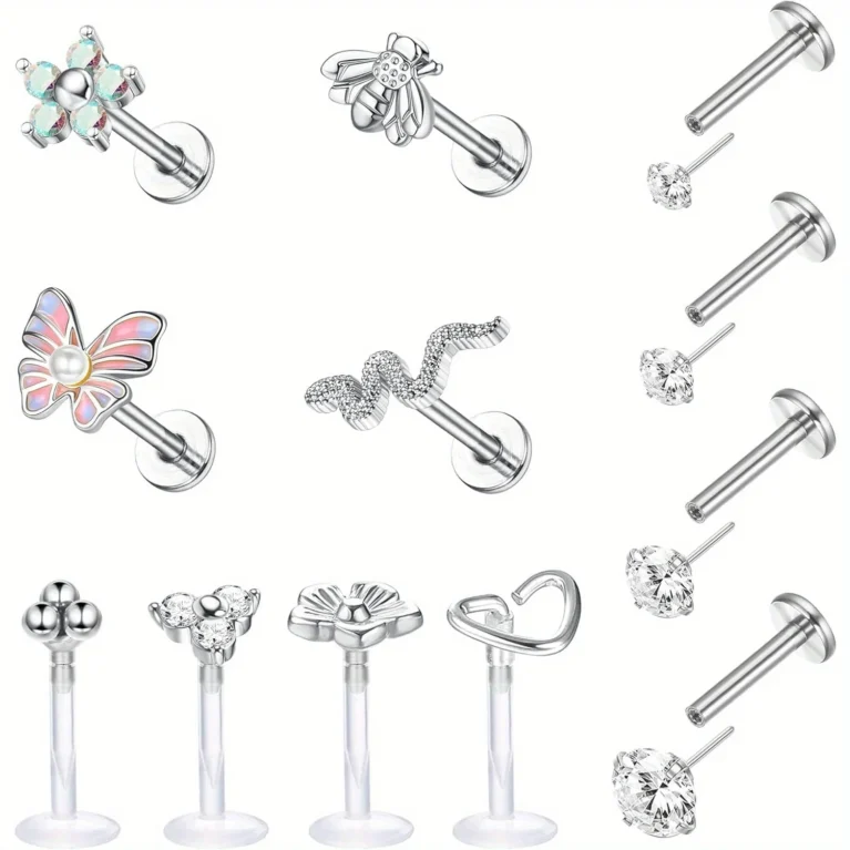 Drperfect 16G Surgical Steel Forward Labret Helix Earrings for Women in Lip Rings Tragus Medusa Conch Monroe Piercings Jewelry