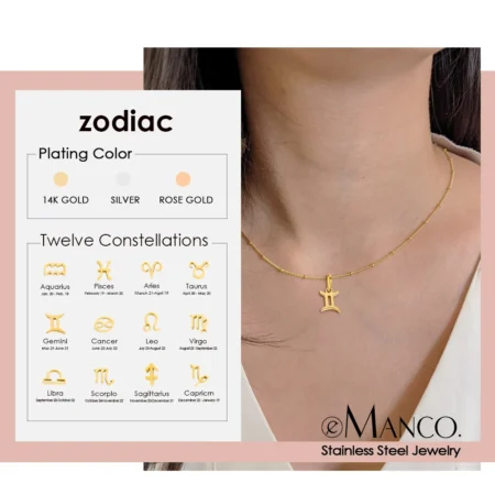 eManco Stainless Steel Beaded Necklace Constellation Necklace DIY Piercing Removable Necklace Birthday Gift