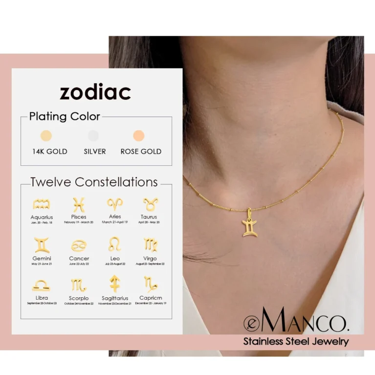 eManco Stainless Steel Beaded Necklace Constellation Necklace DIY Piercing Removable Necklace Birthday Gift