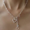 VENTFILLE 925 Silver Love Heart Asymmetry Necklace Hip Hop Street Jewelry Birthday Gift Wholesale Dropship