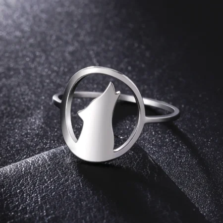 Skyrim Punk Howling Wolf Ring Stainless Steel Men Women Cool Band Finger Rings Fashion Animal Jewelry Birthday Gift Wholesale