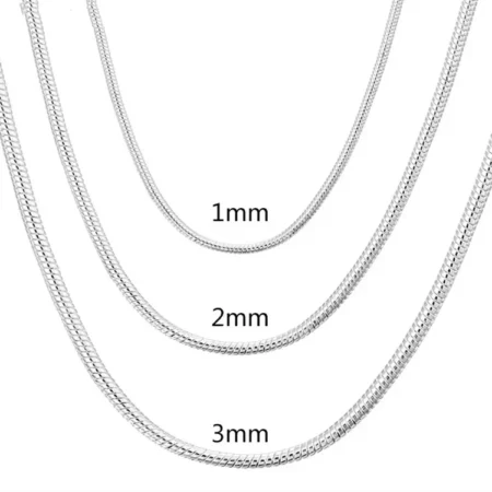 40-75cm 925 Sterling Silver 1MM/2MM/3MM solid Snake Chain Necklace For Men Women Fashion Jewelry for pendant