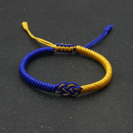 New Ukraine National Flag Color Braided Rope Concentric Knot Charm Bracelets for Women Men Couple Wish Good Luck Jewelry Gift