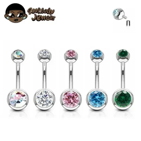 G23Titanium 14G 8/10/12/14mm Surgical Titanium Belly Button Rings Zircon Navel Bar Body Piercing Jewelry Nombril Ombligo Barbell