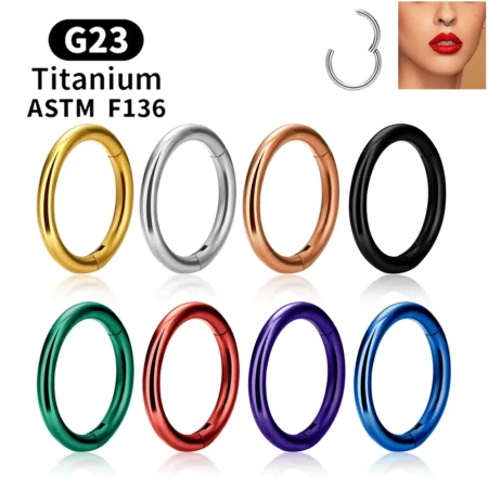 G23 Titanium Septum Piercing Round Nose Rings Hoops 16/18/20G Hinged Segment Ear Tragus Cartilage Helix Earrings Body Jewelry