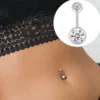 Double Gem Belly Button Rings Stainless Steel Crystal Rhinestone Navel Rings Barbells Studs Women Girls Body Piercing Jewelry