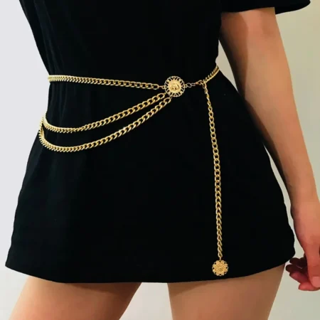 Boho Sexy Women Fashion Belt Hip High Waist Gold Silver Color Narrow Metal Body Chain Chunky Fringes New