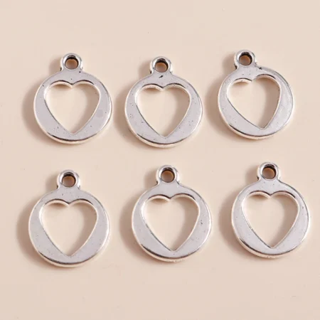 Leslie 50pcs 12x15mm Simple Hollow Love Heart Charms for Bracelet Necklace Earrings Pendants DIY Jewelry Making Findings