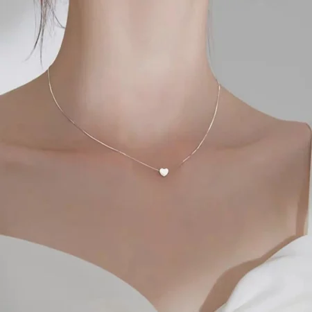 925 Sterling Silver Heart Pendant Necklace Simple Charm Clavicle Chain Necklace For Women Jewelry Gift Free Shipping