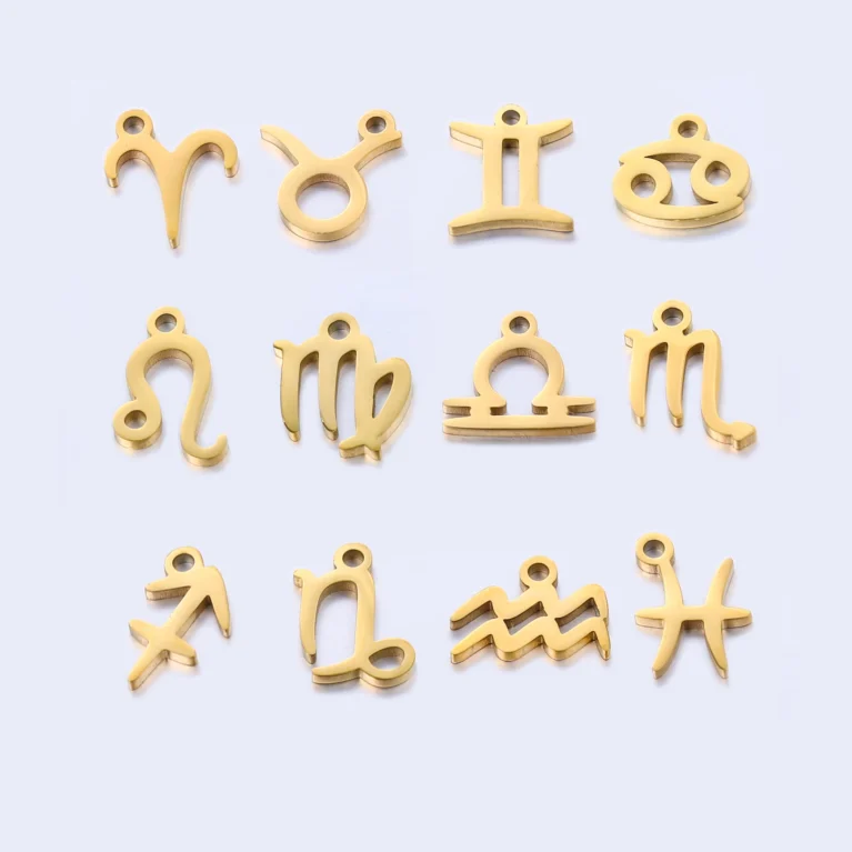 5pcs/Lot Stainless Steel 12 Constellation Charms Star Zodiac Sign Pendant Handmade For Diy Necklace Bracelet Jewelry Making