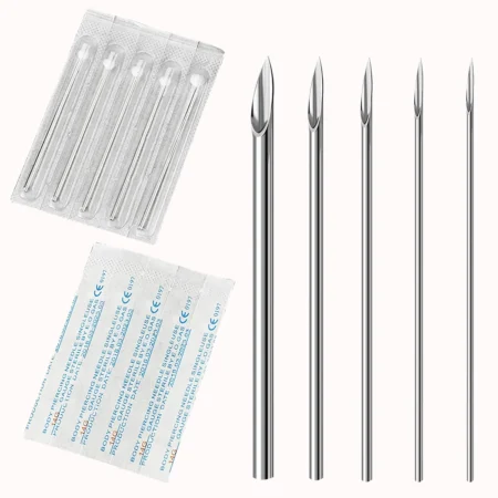 Disposable Sterile Body Piercing Needles Stainless Steel 0.8/1.0/1.2/1.6/2.0mm for Ear Nose Belly Tongue Eyebrow Piercer Tools