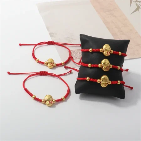 2025 Chinese Zodiac Snake Bracelet for Women Men Lucky Red Rope Handmade Braided Bracelets Fortune New Year Jewelry Gift