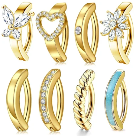 14G Curved Reverse Barbell Clicker Belly Button Rings Stainless Steel Gold Color Reversed Navel Piercing Rings Body Jewelry Gift