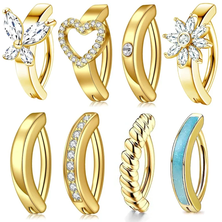 14G Curved Reverse Barbell Clicker Belly Button Rings Stainless Steel Gold Color Reversed Navel Piercing Rings Body Jewelry Gift