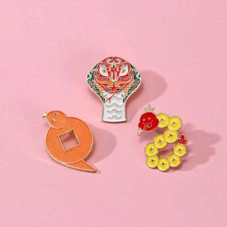 Cute Cartoon Snake Year Enamel Brooch Creative Chinese Zodiac Snake Lapel Pin Backpack Badge Clothing Hat Accessories Gifts