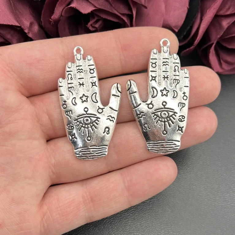 4pcs 50*27mm Palmistry Zodiac Astrology Symbols Mystic Eye Large Charms Pendants Suitable for DIY Handcraft Making Accessories
