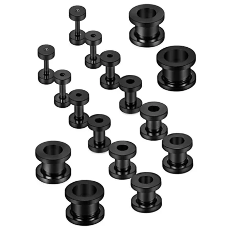 Screw Fit Ear Gauges Surgical Steel Tunnel Expander Earrings Earlobe Plugs Stretching Body Piercing Jewelry Set for Women Men