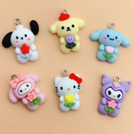 10Pcs Cartoon Dog Cat Animal Charm Pendants Earring Necklace Jewelry Accessories Car Keychain Friend Gift DIY Handmade Ornaments