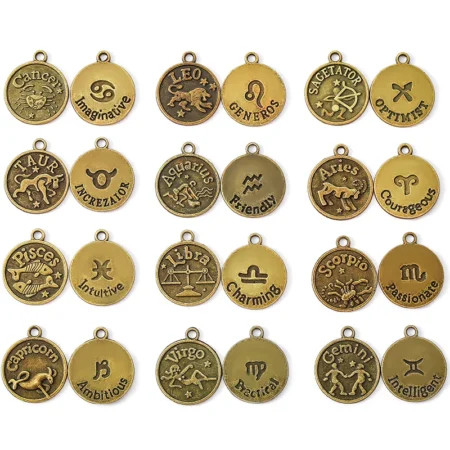 10pcs bronze the Zodiac Charms Alloy Constellation necklace Pendants For DIY Handmade Jewelry Accessories Making 17*20mm L401
