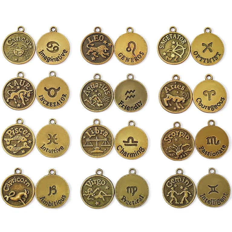 10pcs bronze the Zodiac Charms Alloy Constellation necklace Pendants For DIY Handmade Jewelry Accessories Making 17*20mm L401