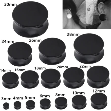 NEW 2Pcs Ear Plugs Tunnels Acrylic Piercing Double Flared Ear Gauges Expanders White Black Ear Dilation Stretcher Jewelry