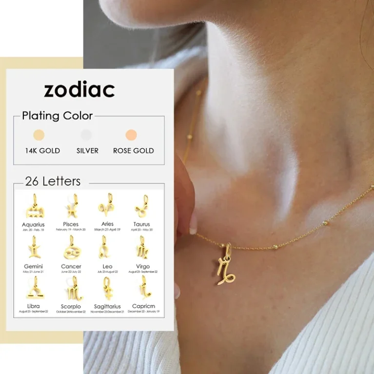 necklace for women Stainless Steel 12 Constellation Pendant Necklace golden zodiac charms jewelry choker collares para mujer2024