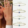 Stainless Steel Fashion Turkish Evil Eye Gold Color Bracelet Chain For Women Men Good Luck Jewelry Party Handmade Gift