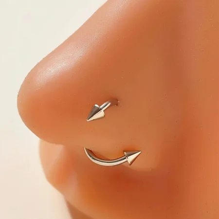 1pc Stainless Steel Tip Cone Ball S-shaped Metal Multifunctional Nose Ring Simple Nose Lip Piercing Jewelry Earrings Cartilage
