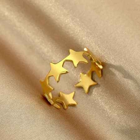 Vintage Star Link Rings Adjustable Stainless Steel Rings for Women Trendy Unisex Female Aesthetic Ring Party Jewelry Gifts