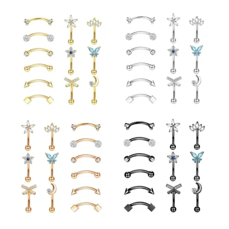 1/11Pcs 16G Eyebrow Rings for Women, Curved Barbell Belly Lip Rings Cartilage Daith Earring Tragus Helix Rook Piercing Jewelry