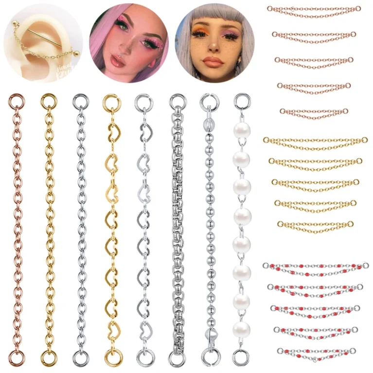 AOEDEJ 1PC Gold Color Nose Chain Jewelry Stainless Steel Industrial Piercing Chain Nostril Chain Women Body Piercing Jewelry