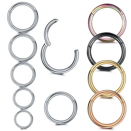 1PC Steel 18G/16G/14G Hinged Septum Clicker Segment Nose Rings Lip Helix Daith Conch Cartilage Earrings Sexy Nariz Hoop Jewelry