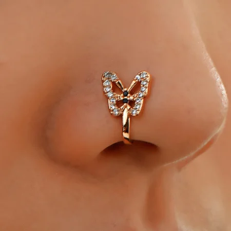 2022 New Non-perforated U-shaped Nose Clip, Fake Nose Piercing Jewelry Butterfly Rings Fashion Jewelry Septum Piercing Nariz